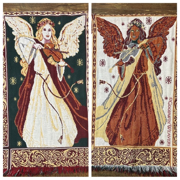 Goodwin Weavers Afghan Tapestry Christmas Angels Reversible - Picture 5 of 10